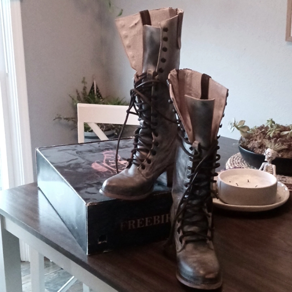 Freebird by Steven Brown Lace Up granny Boots
